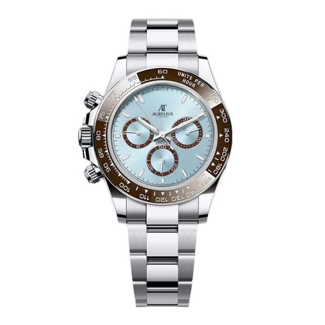 Racing Chronograph 40 – Ice Blue Dial | Silver Tone Case & Brown Tachymeter Bezel
